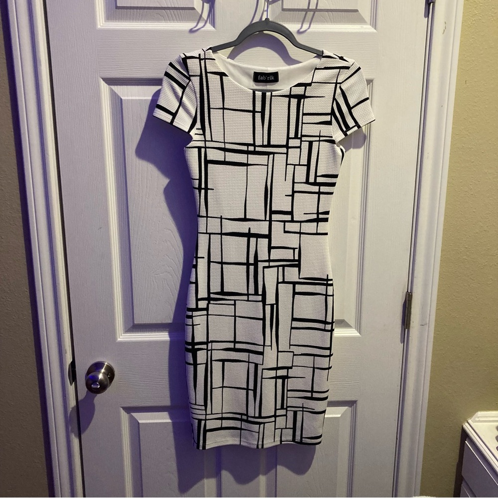 Fab'rik Black and White Detailed Dress
